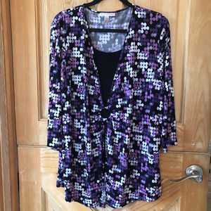 Modern Black / Purple Polka Dot 2 for 1 Shirt - 3X